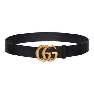 Authentic Gucci Marmont Leather Belt - Gold Double G